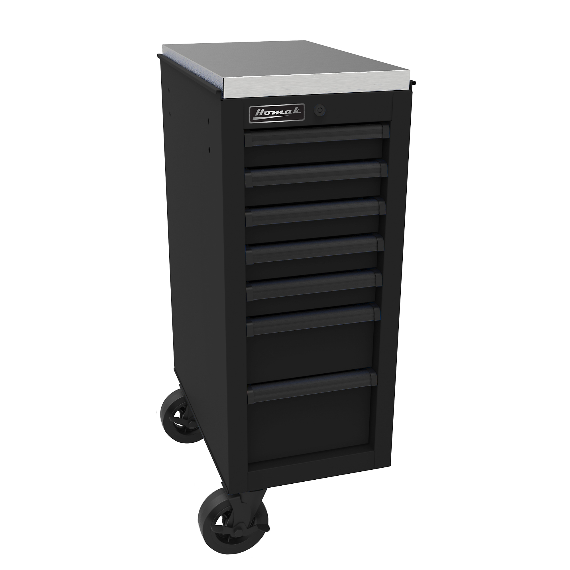 Homak RS Pro, 14 .5in. RS PRO 7 DRAWER SIDE CABINET BLACK, Width 32.87 in, Height 14.5 in, Color Black, Model# BK08014070